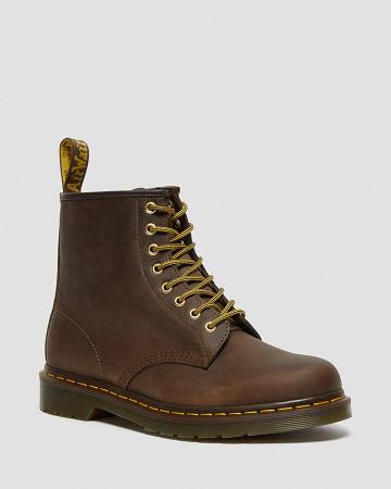 Brown Women's Dr Martens 1460 Crazy Horse Leather Lace Up Boots | CA 155FDN